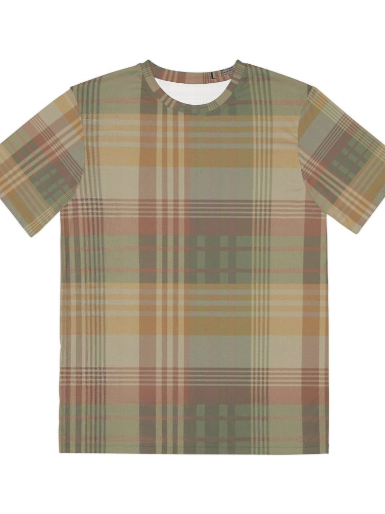 Men's Plaid Polyester Tee - Casual Comfort for Outdoors