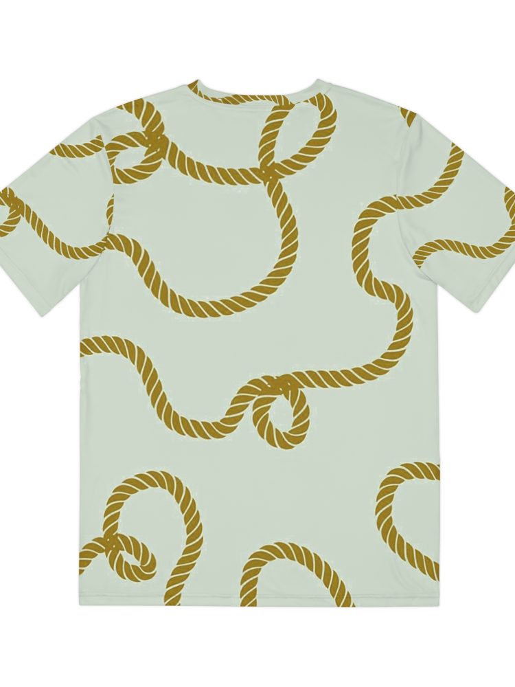 Men's Nautical Rope Print Polyester Tee - Casual Summer Style
