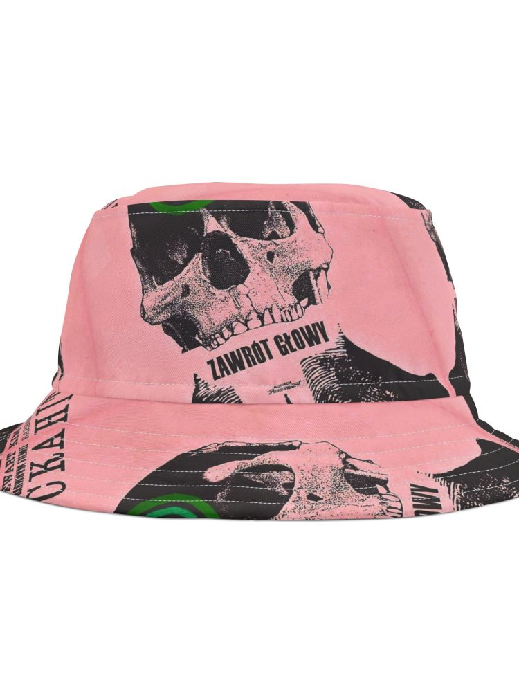Edgy AOP Bucket Hat with Skull Print, Trendy Summer Hat, Festival Wear, Streetwear Accessory, Unique Gift for Music Lovers